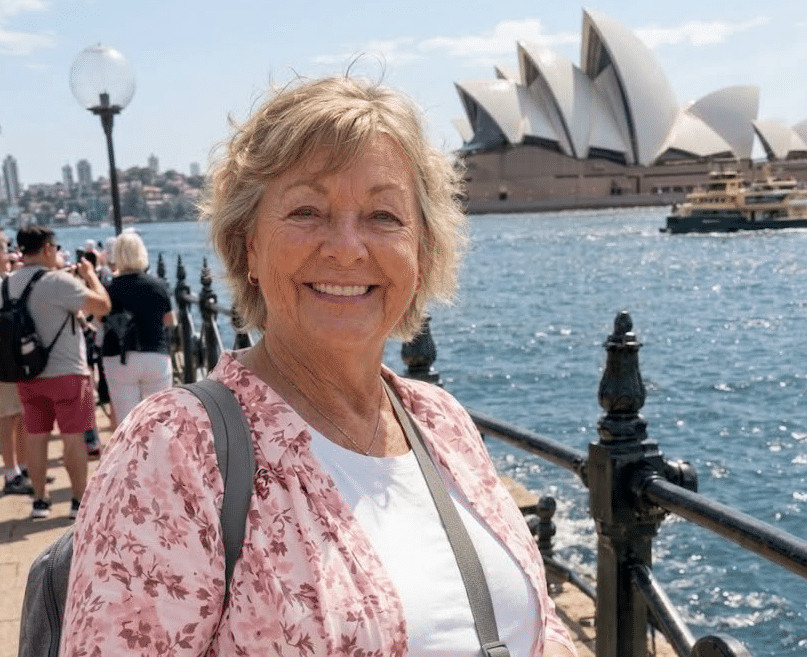 U 69. godini prodala sam svoju kuću da bih putovala po svetu, uprkos protivljenju svoje dece — u Australiji me je jedan muškarac pozvao kod sebe na kafu, ali kada sam ušla u njegovu dnevnu sobu, sledila sam se. 😱 - featured image